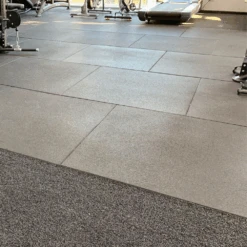 Xpeed Rubber Floor Tiles: Grey Fleck -Home Fitness Black Lifestyle